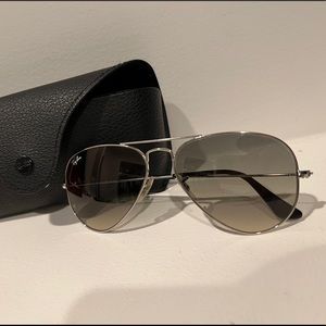 Small pair of Rayban aviator sunglasses in gunmetal color